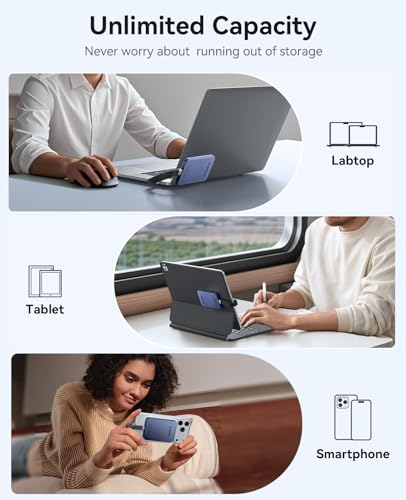 Image of ORICO 1TB Magnetic External SSD, Aluminum Alloy, Up to 460MB /s, External Solid State Drive, Expand Storage for iPhone 17 Pro Max, Compatible w /MagSafe, USB-C Smartphones - K5MINI Blue