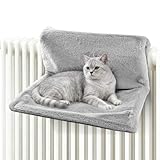 Cama para gatos para calefacción, 45 x 30 cm, plegable, cama para radiador para gatos, cama colgante para gatos con funda de felpa acogedora y marco de metal estable, tumbona de calefacción, para
