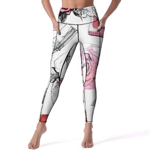 Pantalon de yoga taille haute anti-glissement avec imprimé fleurs stylé
