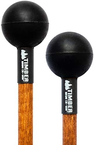 Percussion Mallet (Pair) Mallets for Keyboard Music and Tongue Drum, Soft Rubber Heads –– MADE IN U.S.A. –– Stained Solid Birch Handles