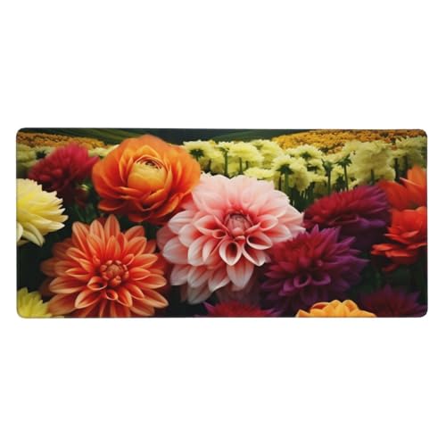 Tapis de souris de jeu étendu fleurs colorées protège poignet XXL