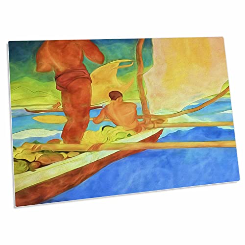 3dRose Vintage Tropics Men in an Outrigger Desk Pad