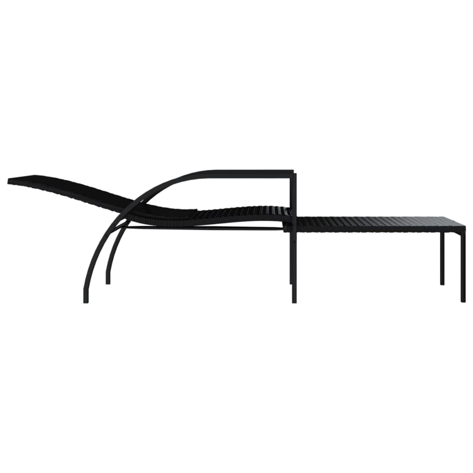 Homgoday Lettini Prendisole 2 pz con Poggiapiedi in Rattan PE Nero, Divani per Esterno da Giardino, Divano Salotto Giardino, Divano Terrazzo Esterno, Arredamento Giardino