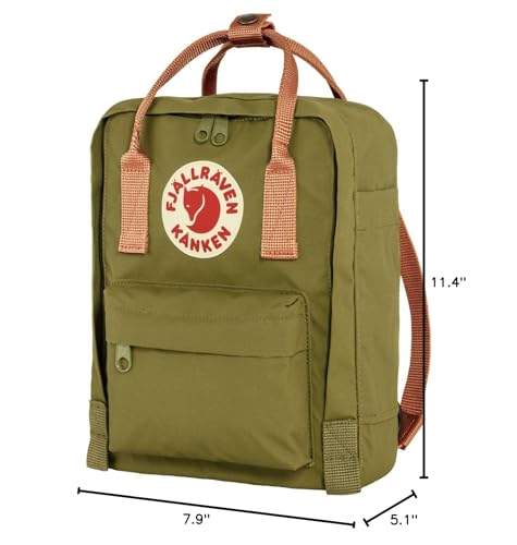 Image of Fjallraven Kanken Mini Backpack - Compact Everyday Carry, Durable Vinylon Fabric - Travel, Foliage Green /Peach Sand