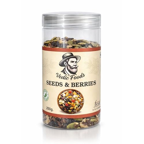 Image of Vedic Foods Seeds & Berries Mix 250g | Nutritious Superfood Blend | Pumpkin, Sunflower, Flax Seeds with Berries | Energy Boosting Snack | Vegan & Gluten Free
