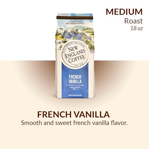 Image of New England Coffee French Vanilla Medium Roast Ground Coffee, 18oz Bag (Pack of 1)