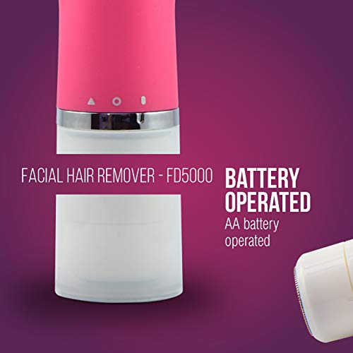 Havells Lady Facial Hair Remover | Rotary Blades for Clean and Smooth Touch for Upper Lips, Chin & Cheeks | Wet & Dry Use | Battery Powered | Mirror Included | Hot Pink | FD5000 - Image 6