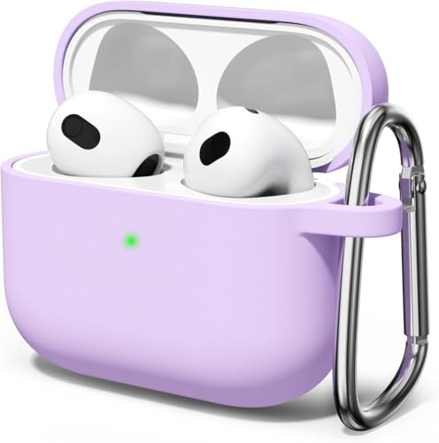 Image of Meyaar for Apple AirPods Pro 3 Case Cover with Keychain, Soft Skin Silicone Case Cover, Full Protective Case Cover Compatible with AirPods Pro (3rd Generation) Case 2025 (Lilac)