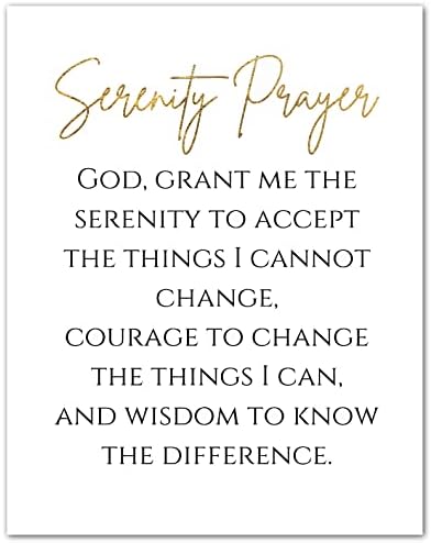 Serenity Prayer Wall Art - Christian Wall Art Bible Sayings Wall Decor - Gold Serenity Dinner Prayer Sign - Serenity Prayer Poster - Farmhouse Scripture Art - Bedroom Serenity Decor Bible Verse Wall Art - Serenity Prayer Wall Decor - Religious Wall Decor - 11x14 Inches Unframed