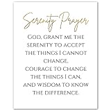 Serenity Prayer Wall Art - Christian Wall Art Bible Sayings Wall Decor - Gold Serenity Dinner Prayer