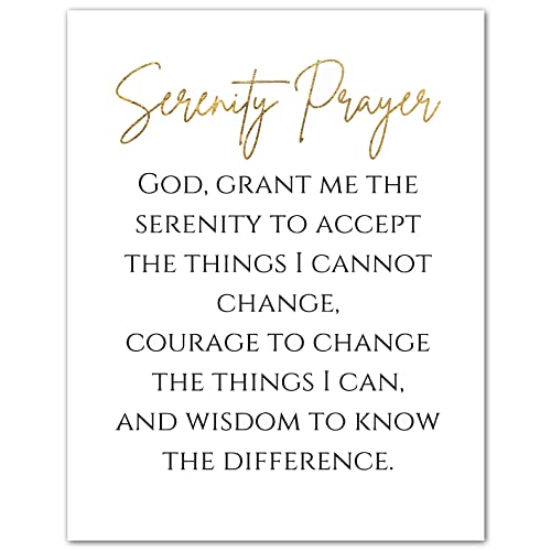 Serenity Prayer Wall Art - Christian Wall Art Bible Sayings Wall Decor - Gold Serenity Dinner Prayer Sign - Serenity Prayer Poster - Farmhouse Scripture Art - Bedroom Serenity Decor Bible Verse Wall Art - Serenity Prayer Wall Decor - Religious Wall Decor - 11X14 Inches Unframed #TOP2