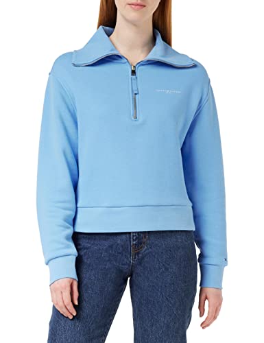 Tommy Hilfiger Mujer Sudadera con Zipper 1985 Media Cremallera, Azul (Hydrangea Blue), L