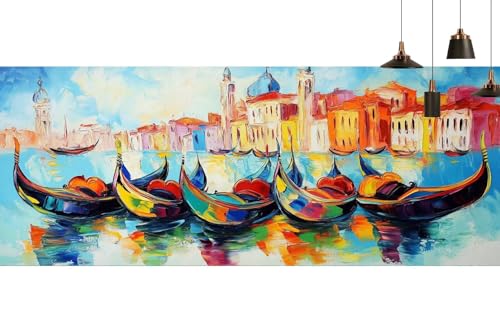 Broderie Diamant Kit Complet Débutant : Tableau Strass 5D Navire Venise 60x120