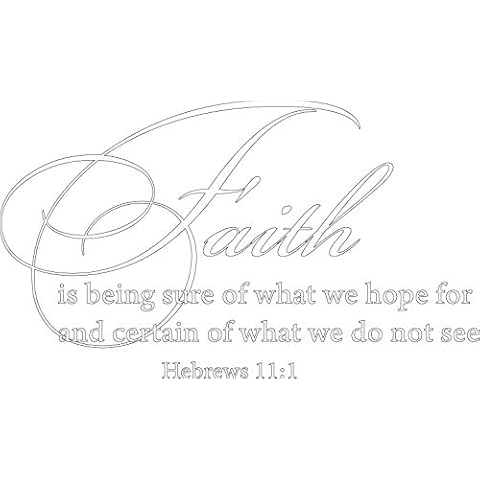 Decaltor White 34" x 20" Hebrews 11:1 Faith is Being Sure of What We Hope for Quotes Sayings Words Art Decor Lettering Vinyl Wall Art Inspirational Uplifting Bible Cover