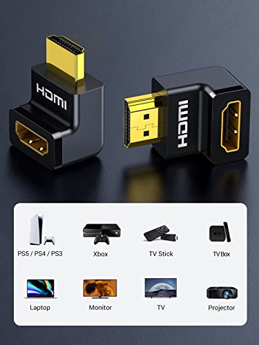 Ugreen Hdmi 90 And 270 Degree Right Angle Adapter Gold Plated High Speed Hdmi Male To Female Connector Adapter For Roku Tv Stick (Pack Of 2) #TOP5
