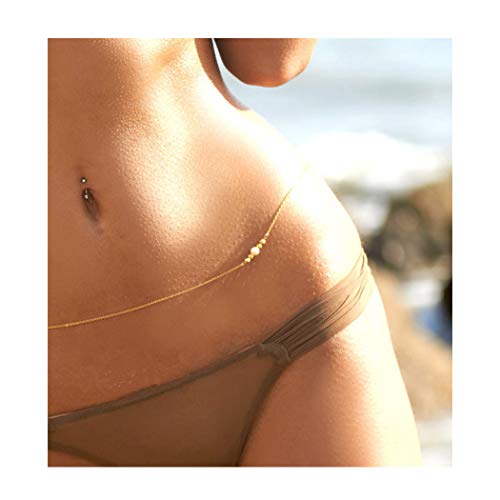 Yokawe Pearls Waist Chain Belt Gold Beaded Belly Body Chains Boho Summer beach Body Accessories Jewelry for Women and Girls