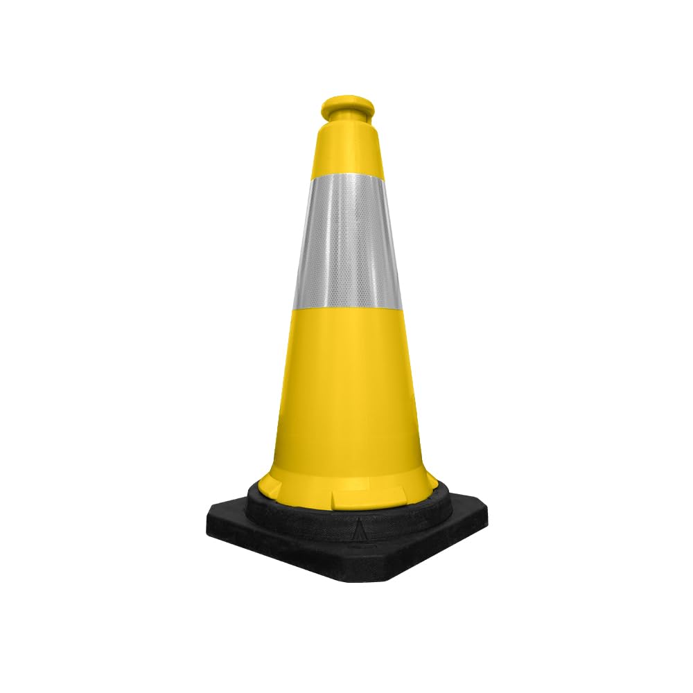 Berry 750MM Traffic Safety Cone | High Visibility Yellow Road Cone with Reflective Collar | PPC Parking Cone with Black Base | Portable Traffic Delineator for Roads, Parking & Events - Set of 1