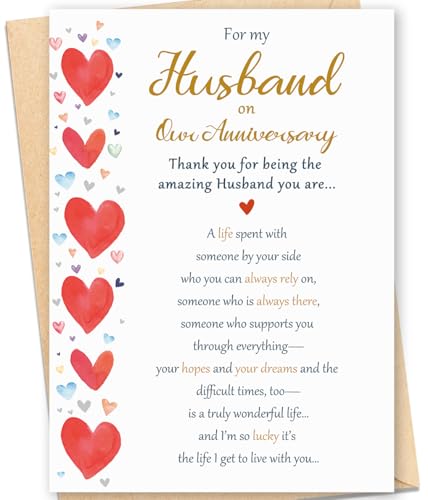 MOROLURU Romantic Anniversary Card for Husband, Husband Anniversary Card Gifts from Wife, Sweet Love Greeting Card for My Loved, Heartfelt Happy Anniversary Card Gifts