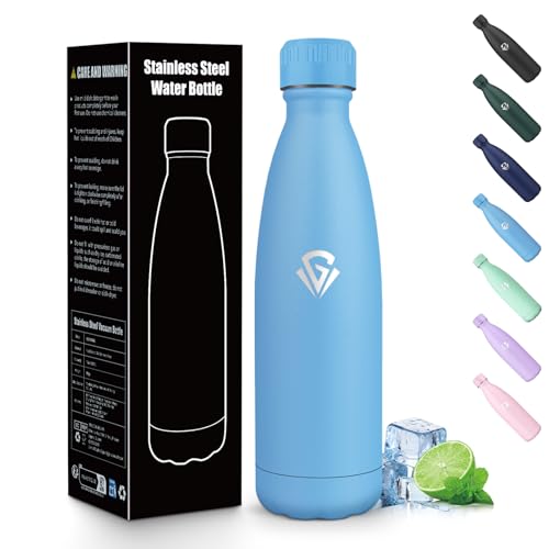 Gourde Isotherme 500ML, Acier Inoxydable 18/8, Bouteille Isotherme, Sans BPA Metal, Gourde Inox Enfant, Étanche Double Isolation,Bouteille d'eau pour Camping,...