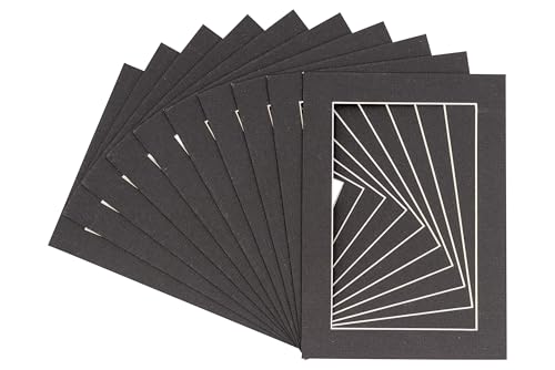 8.5x11 Mat for 11x14 Frame - Precut Mat Board Acid-Free Textured Black 8.5x11 Photo Matte For a 11x14 Picture Frame, Matboard for Family Photos, Show Kits, Art, Picture Framing, Pack of 10 Mats