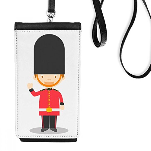 Bourse en cuir suspendu pour téléphone portable motif Guardian Royal Angleterre noir