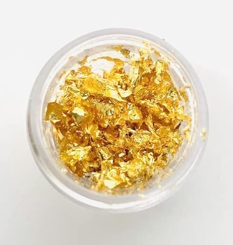 24 Karat Edible Genuine Gold Leaf Flakes - 30mg - Imported from Italy - for Cake Decorating, Baking, Cooking, Cupcakes, Chocolates, Drinks - Edible Gold Sheets