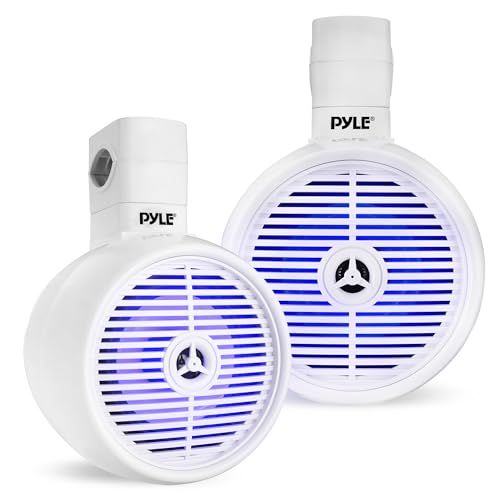 Image of Pyle PLMRWK63WT 6.5 inch Marine Wakeboard Speaker System with LED Lights - White