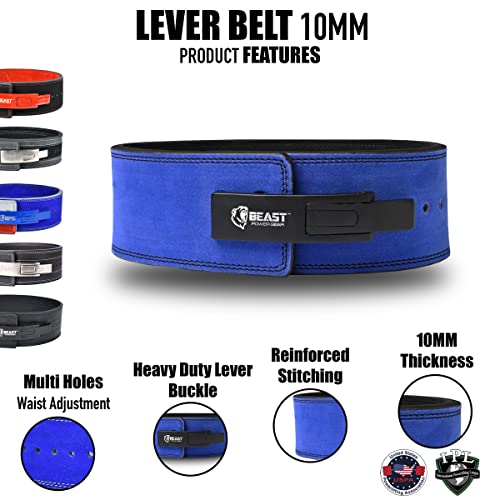 Beast Power Gear Weight Lifting Belt Lever Buckle 10MM 13MM Thick & 4 Inches Free Strap Weightlifting, Powerlifting, Deadlifts, Squats Men Women by Beast Power Gear - Image 4