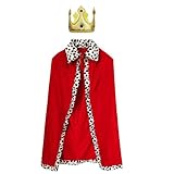 Bwerfuet King Robe Crown Costume Set Halloween Robe Costume Dress up Cosplay Stage Performances Royal Cape for Kid (Small)