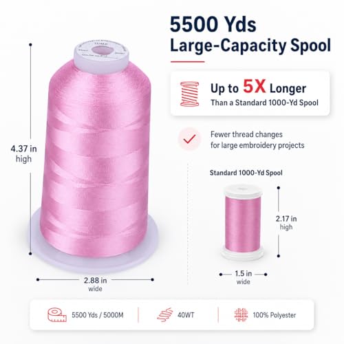 Image of Simthread 5000M 40WT Polyester Embroidery Thread, Light Lilac 810 | 5000M 40WT polyester thread feeds smoothly for machine embroidery, monograms, logos, patches and quilting.