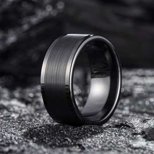 Image of King Will Basic 10mm Tungsten Carbide Ring for Men Matte Polished Engagement Band Comfort Fit