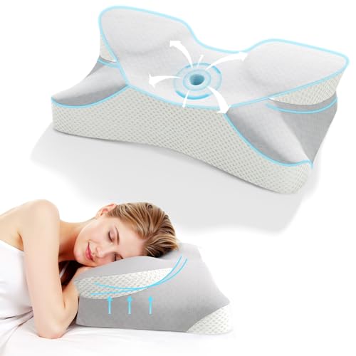 SENNOUL Cervical Neck Pillow for Sleeping - Memory Foam Pillows for Neck and Shoulder Pain, Cooling Side Sleeper Pillow with Ergonomic Contour & Orthopedic Support, for Side Back Stomach Sleepers