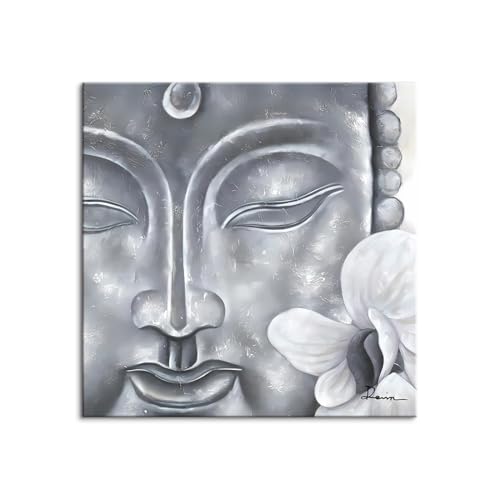 ?釈迦牟尼 仏像 アートパネル 絵画 飾り ギフト インテリア 部屋壁飾り アートポスター 仏教 パネル 壁掛け 木枠付きの完成品 (80x80cm(32x32in),A)