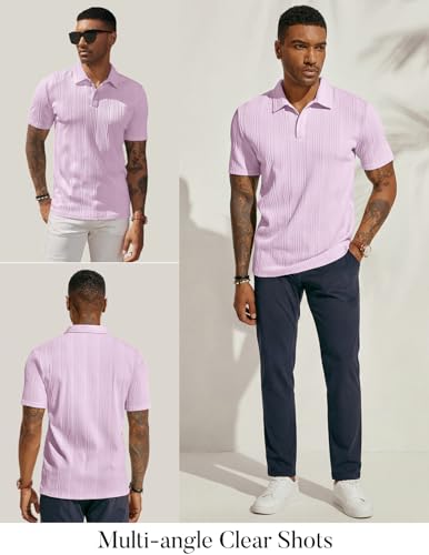 Image of PJ PAUL JONES Mens Polo Shirts Short Sleeve Textured Knit Polos