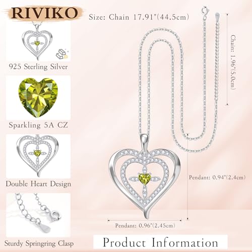 RIVIKO 925 Sterling Silver Cross August Birthstone Necklace for Women,Love Heart Pendant Necklaces Trendy,Valentines Day Jewelry for Her,Anniversary Jewelry Birthday Gifts for Women Wife Mother Friend — view 6