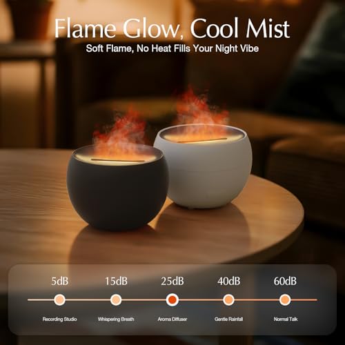 SALKING 2 Pack Flame Essential Oil Diffusers for Home, 150ml Fire Ultrasonic Diffusers for Essential Oils, Aromatherapy Diffuser with Auto-Off Function for Home, Office, Bedroom, Gift (White & Black) - Image 5