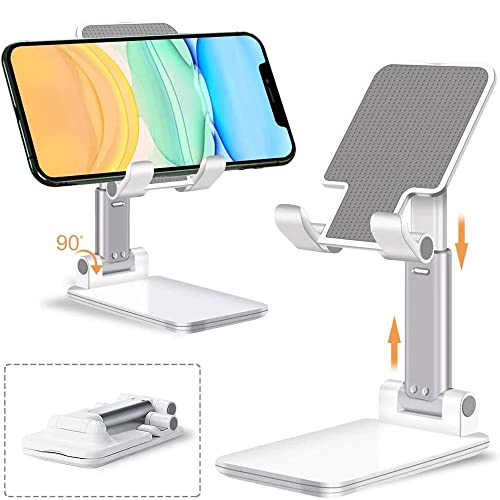 Manlosen Cell Phone Stand, Aluminum Phone Stand For Desk - Adjustable Mobile Phone Stand For Desk, Case Friendly Compatible With All Mobile Phone/Ipad/Kindle/Tablet Phone Dock (White) #TOP1