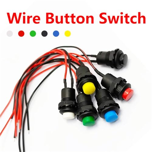 Bouton rond avec câble 20cm DS-428 autobloquant bleu pour circuits électriques