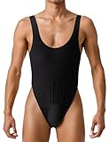 FEOYA Herren Body Sexy Bodysuit Transparent Stringbody Einteiler Unterhemd Muskel Shirt Tank Top Dessous M Schwarz