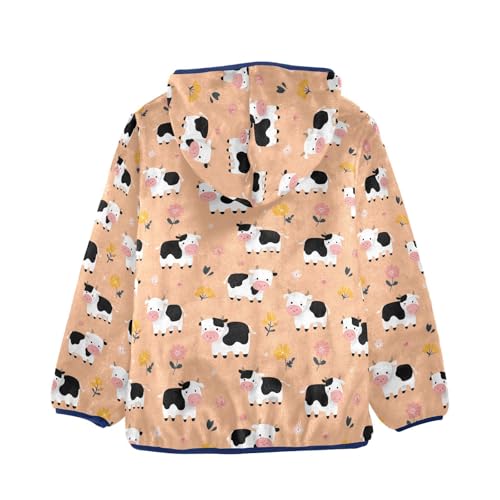 Cute Cow Toddler Fleece Jacket Baby Boys Hooded Zipper Long Sleeve Thick Warm Outerwear 3-10 Years2