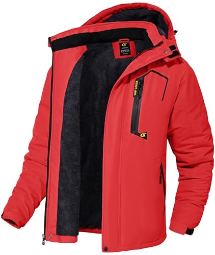 Mens waterproof ski jacket with removable hood