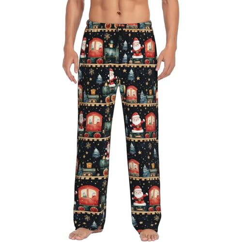 Neon Cardinal Poinsettia Mens Pajama Pants Cozy Lounge Baggy Lightweight Pj Pants Lounge Bottoms With Elastic Waist