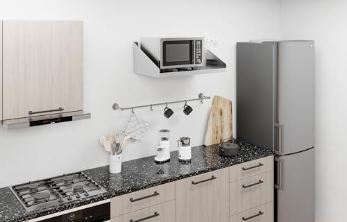 Image of AmGood Stainless Steel Microwave Shelf | NSF Certified | Appliance Shelf | Heavy Duty | Commercial Grade | Wall Mount | Silver (30 inch Length x 18 inch Width)