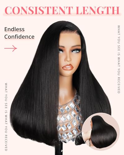 MEGALOOK Salon-Quality Ready to Go Glueless Wigs Human Hair 5x6 Pre Cut HD Lace Front Wig 12A Silky Straight Wig Human Hair Real Pre plucked Bleached Tiny Knots 14 Inch - Image 3