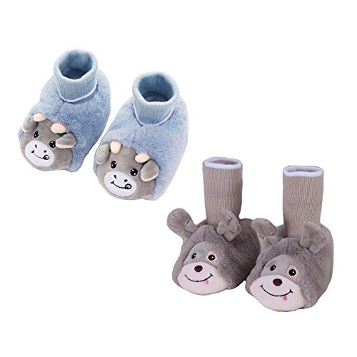 Gavena Zapatillas de bebé para niñas y bebés, de algodón, para recién nacidos, cálidas para primera caminata, calcetines de suela suave antideslizante, color Gris, talla 12-18 meses