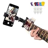 RockCheems Guitar Phone Holder Mount for Live Broadcast Video Recording, Suitable for iPhone and Samsung Smart Phones, Bass Ukulele Electric Guitar Accessories with 12pcs Guitar Picks, Guitar Gifts