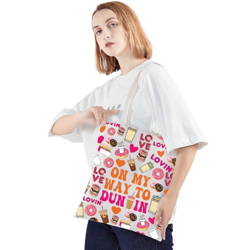 JNIAP Donuts Tote Bag Coffee Donuts Lover Gift Donut Junkie Gifts Coffee Donuts Shoulder Bag3