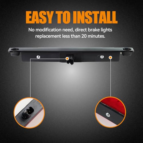 Image of Third 3rd Brake Light LED for 2010-2024 Toyota 4Runner, High Mount Rear Brake Lights Assembly for 2014-2019 Toyota Highlander, Waterproof Center Cab Lamp Stop Light (Black)