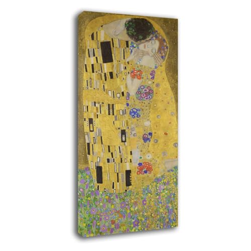 Quadro moderno Soggiorno KLIMT Abbraccio Bacio 70x120 cm Stampa su