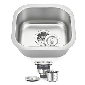 ORLANDO 15×13 inch Undermount bar Sink – 18 Gauge 304 Stainless Steel Single Bowl Kitchen Sink with Basket Strainer for Kitchen Island, Wet Bar & Prep Station